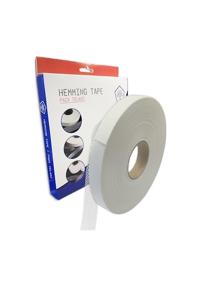 Paça Telası 2 Cm X 50 M - Çift Taraflı Yapışkan Tela - Şerit Tela - Ütü İle Yapıştırılan Tela - Dokumasız Uygulama - Amerikan Tela - Dikiş Nakış Telası Beyaz