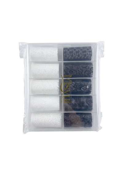 Misyul Farklı Desenli Tırnak Folyosu 5+5 Siyah Beyaz Mıs-2176