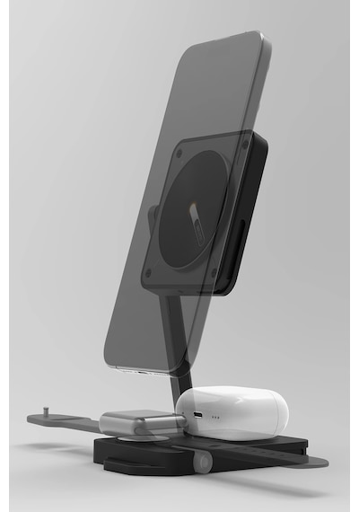 M01 4'ü 1 Arada Katlanabilir Magsafe Kablosuz Şarj İstasyonu Ve Standı Folding Wireless Charging