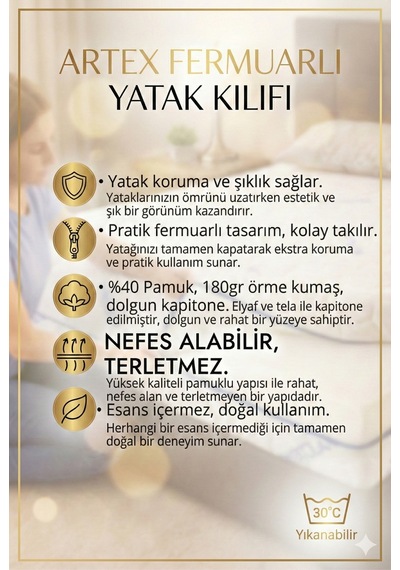 Kılıf Nano 90x200 Yatak Kılıfı Koruyucusu Yatak Örtüsü Fermuarlı Kılıf Kapitone