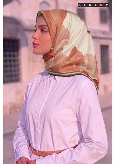 Sisley İpek Saten Eşarp-asm2041 Vizon