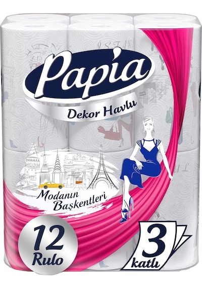 Papia Kağıt Havlu Decor (Modanon Başkentleri Desenli) 36 Lı Set (