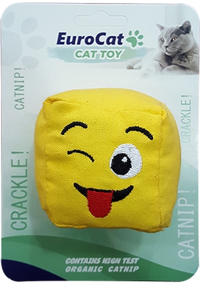 Eurocat - 928 - Kedi Oyuncağı Dil Çıkaran Smiley Küp - Csmo-tex - 6 Cm