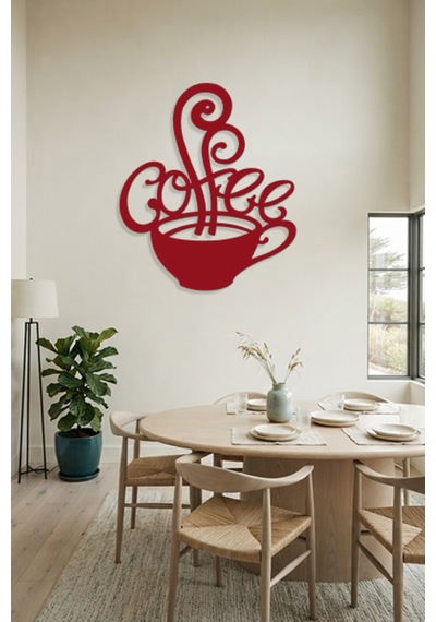 Coffee Metal Duvar Tablosu - Duvar Dekoru - Kırmızı - 83 X 100 Cm