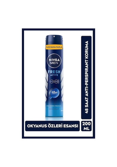 Nivea Men Fresh Active 48 Saat Erkek Sprey Deodorant 200 ML