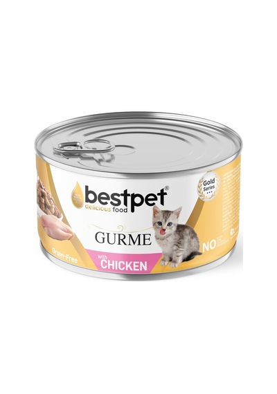 Yavru Gurme Kediler İçin, Tahılsız, Jöle İçinde Tavuk Parça Etli Yaş Mama, 85 Gr X 12 Adet