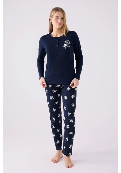 Arnetta 3056 Kadın Every Thing Uzun Kollu Pijama Takım lacivert