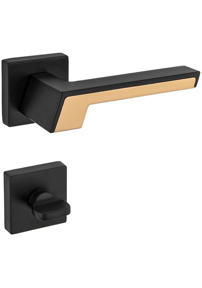 Crowni Siyah Gold Kare Rozetli Wc Banyo Kapı Kolu Koldoor 1 Takım