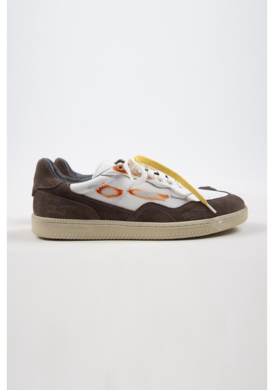 Krahe Artemis Erkek Hakiki Deri Eskitme El Boyamalı Bağcık Ve Iki Yedek Bağcıklı Beyaz-Vizon Sneakers 001
