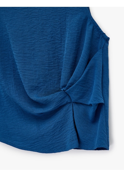 Koton Drape Detaylı Bisiklet Yaka Kolsuz Bluz Mavi 6sak30012pw Mavi