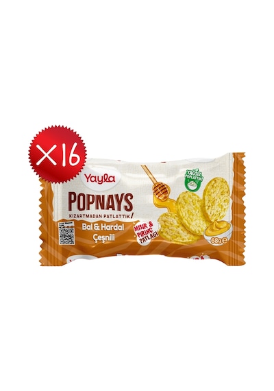 Yayla Popnays Bal Ve Hardal Çeşnili Mısır Ve Pirinç Patlağı 68 G X16
