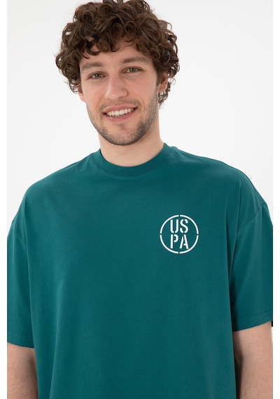 U.S. Polo Assn. Erkek Oversize Fit Bisiklet Yaka Koyu Yeşil Tişört 50305904-VR101