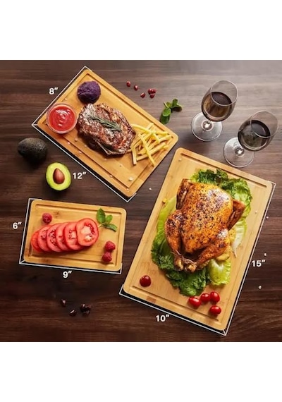 Tr Bambu Steak Sunum Tahtası, Kesme Tahtası, Kalın Bambu, Farklı Ebatlarda 30x20x1.2 Cm Diğer