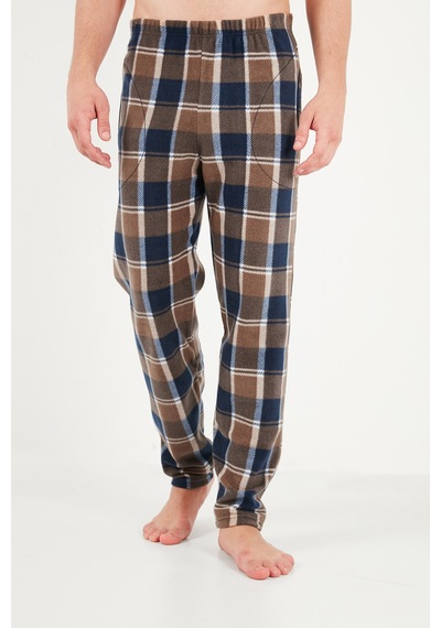 Buratti Lastikli Bel Düz Paça Yumuşak Dokulu Polar Pijama Altı Erkek Pijama Altı 6098001 Koyu Camel