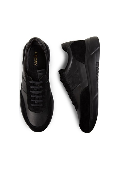 Deery Hakiki Süet Siyah Erkek Sneaker Ayakkabı - 01963Msyhe02 Siyah