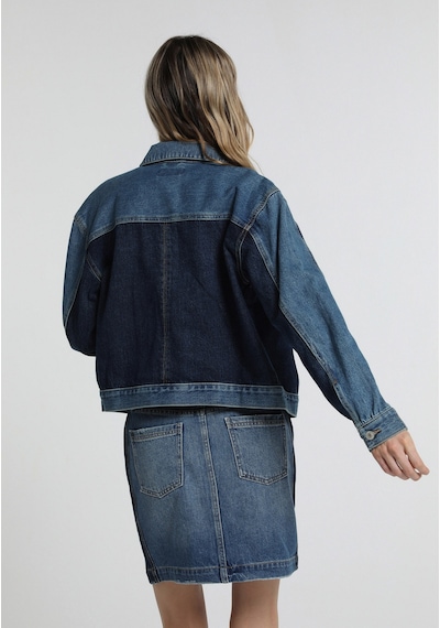 Colin's Colins Oversize Fit Düğmeli Astarsız Kadın Dark İndigo Denim Ceket Cl1082791 Q1.v1 Dn45175