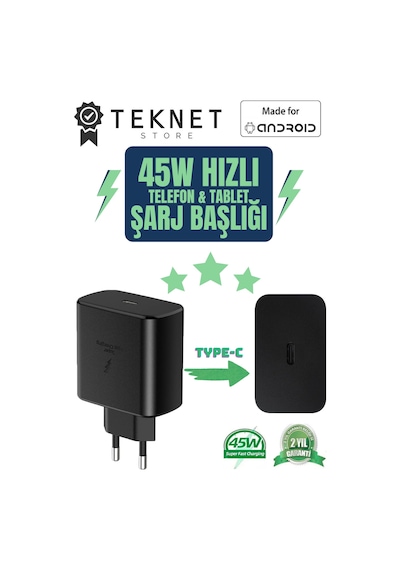 Samsung Galaxy Uyumlu S23 S24 S25 Plus / S23 S24 S25 Ultra Hızlı Şarj Aleti 45w Type-c Başlık Adaptör