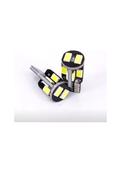 T10 Led Metal Ultra W5W 10 Ledli Beyaz Park Tavan Plaka Ampülü 10 Adet