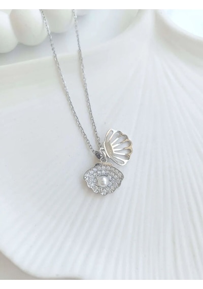Çelik Silver Istiridye Kadın Kolye Sevgiliye Hediye Gümüş