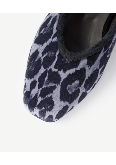 Yargıcı Leopar Baskılı Kadife Mary Jane Babet 26kkay4012x 005 Gri