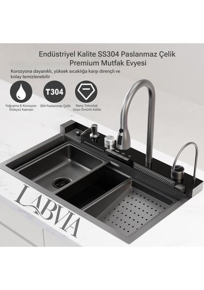 Labvıa Dijital Akıllı Eviye Seti Antrasit Gri