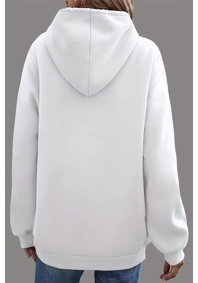 Perfectly Baskılı Oversize Sweatshirt Beyaz