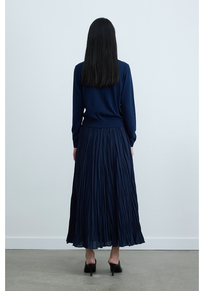 Suud Collection Lacivert Lea Triko Hırka