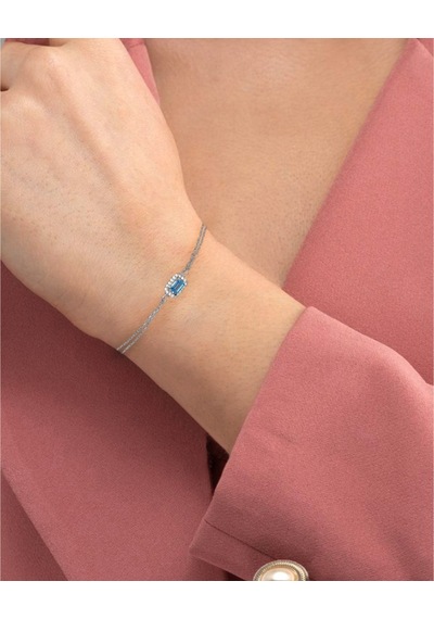 Brezza Lusso Jewelry Aquamarin Taşlı Baget Diamond Classical Kadın Gümüş Bileklik