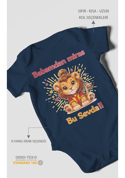 Morivokids Babadan Miras Bu Sevda Kısa Kollu Bebek Body Lacivert