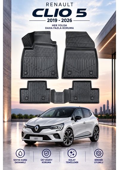 Renault Clio 5 2019+ Aracınıza Özel Üretim Havuzlu Paspas Takımı A+ -mod-