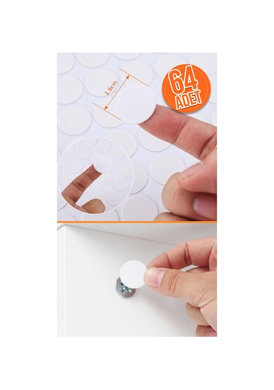 18 Mm 64 Adet Beyaz Yapışkanlı Vida Kapağı Ahşap Mobilya Vida Gizleyici Örtücü Tapa Dekoratif Etiket Diğer