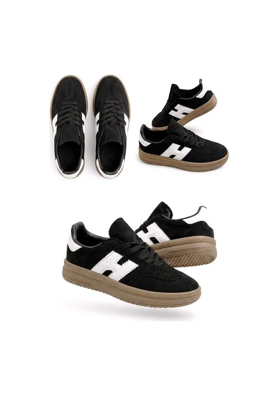 Mcdark Kadın Siyah Beyaz Süet Sneaker Ayakkabı