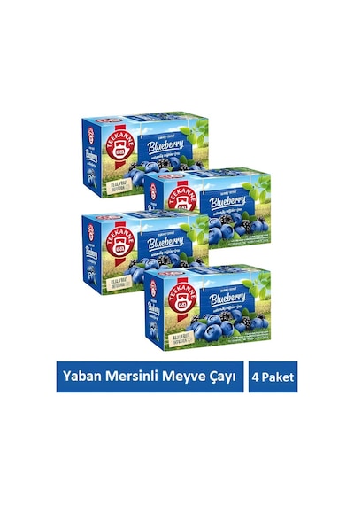 Yaban Mersinli Kafeinsiz Karışık Meyve Çayı Blueberry Çayı 4 Paket X 20 Süzen Poşet