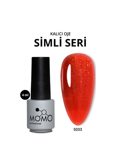 Momo Professional Kalıcı Oje S033 Altın Simli Alev Kırmızı 4 Ml