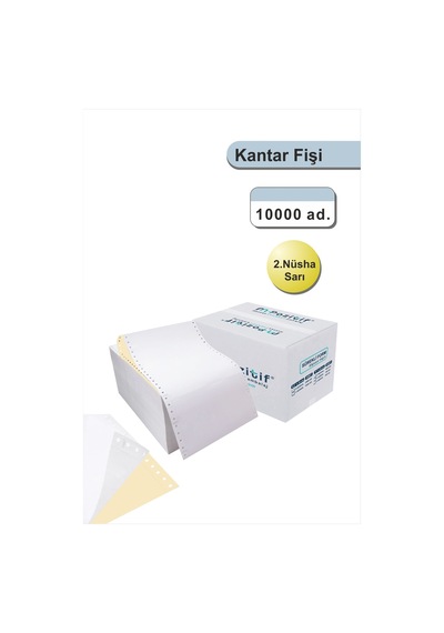6x17 Kantar Fişi 2 Nüsha Beyaz + Sarı, 10000 Adet , Beyaz Otokopili Sürekli Form 6''x17 Cm