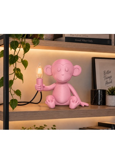 3dlab Moko 3d Baskı Maymun Figürlü Masa Lambası Pembe