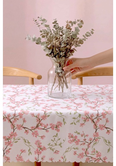 Sakura Dertsiz & Kolay Temizlenir Fırfırlı Masa Örtüsü 145x200 Cm Çok Renkli