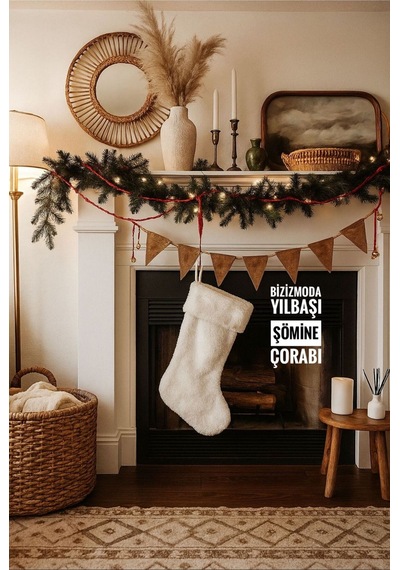 Yılbaşı Hediye Çorabı Noel Çorabı Hediye Kesesi Yeni Yıl Şömine Çorabı