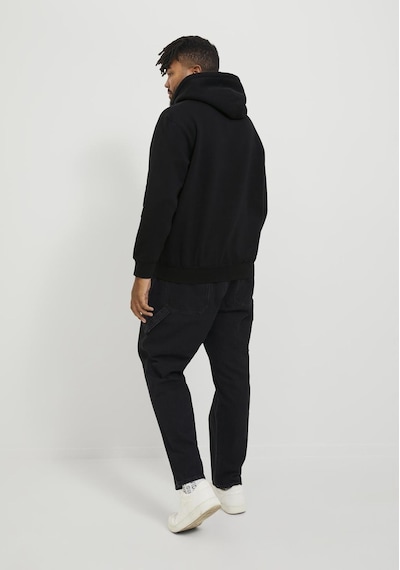 Jack & Jones Logo Baskili Sweatshirt - Büyük Beden 12244912 Black Koyu Siyah