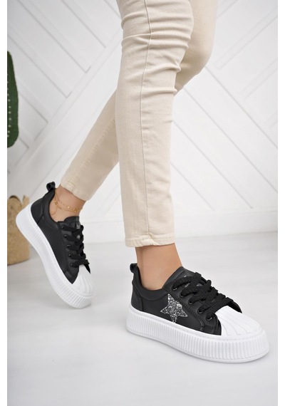 Nesilshoes Nesil Shoes Dvm 7100 Siyah Beyaz Kadın Sneakers Siyah&beyaz