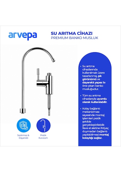 Arvepa Su Arıtma Cihazı Premium Banko Musluk - Parlak Krom