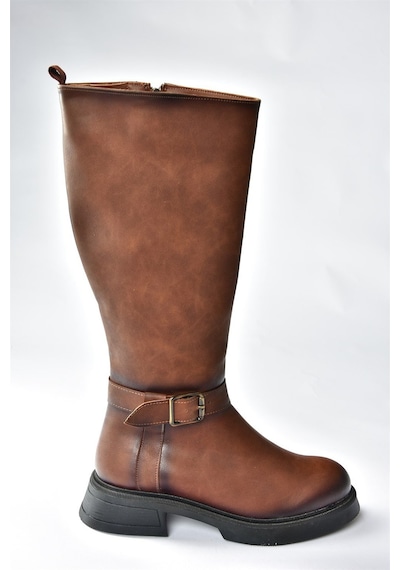 Fox Shoes Taba Alçak Topuklu Günlük Kadın Çizme N674265009 Taba