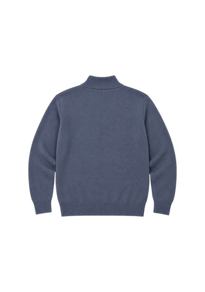 Battalmoda Erkek Büyük Beden İndigo Hattush Fermuarlı Dik Yaka Triko Kazak 3xl-4xl-5xl-6xl Indigo