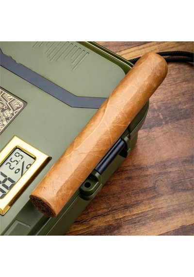 Lubinski Yeni Stil Nem Göstergeli Seyahat Puro Kutusu Humidor Kırılmaz Plastik Yeşil 12's Lb-601