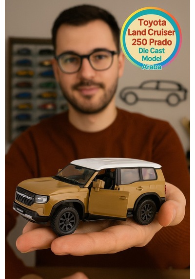Uzak Doğu Serisi Toyota Land Cruiser 250 Prado Bej Açılır Kapılar Diecast Metal Model Araba 11 Cm