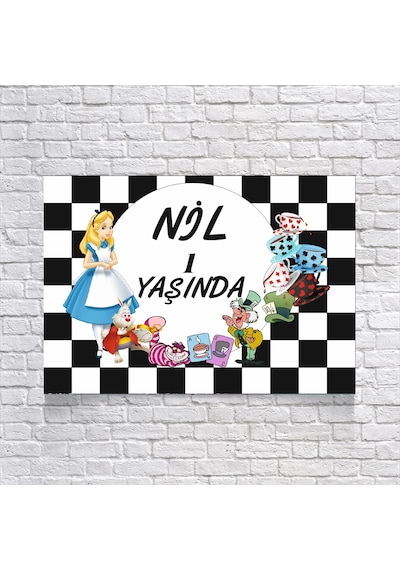Alice Harikalar Diyarından Doğum Günü Afişi 100x150 Cm