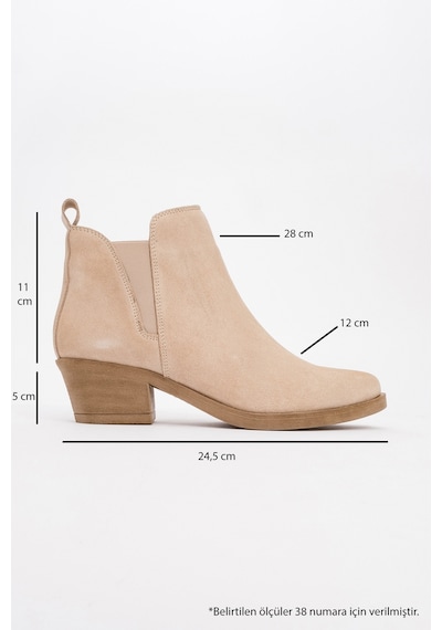 Luvishoes Luvi Shoes Dovena Bej Süet Hakiki Deri Lastikli Kadın Topuklu Bot Bej Süet