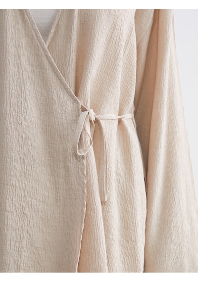 Lcw Modest Bej Kruvaze Yaka Dokulu Kadın Kimono