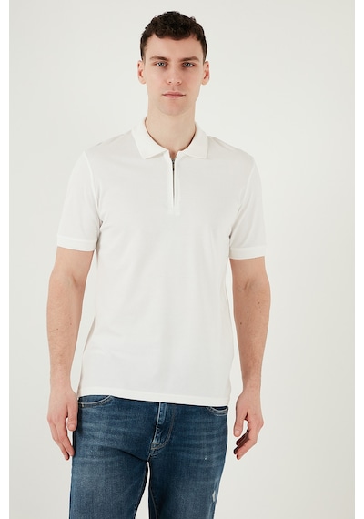 Buratti Pamuklu Regular Fit Yarım Fermuarlı Erkek Polo Yaka T Shirt 5903008 Beyaz