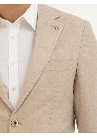 Cacharel Bej Slim Fit Kaşmir Ceket